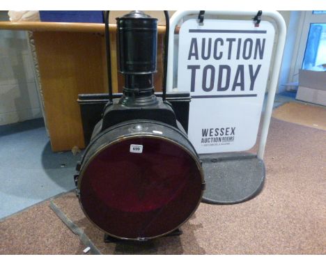 Original large railway signal lamp Unger marked to back