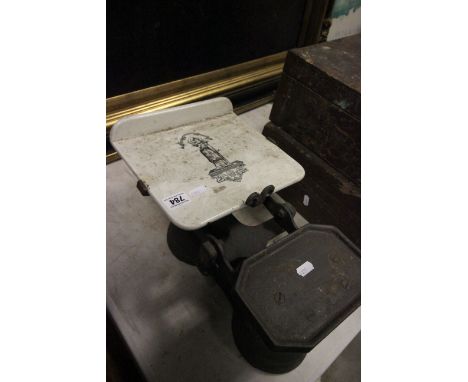 Set of Early 20th century Butter Scales with Ceramic Tray