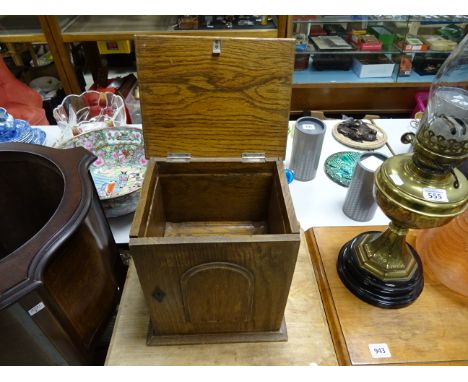 Oak smokers cabinet with pull out drawer missing ceramic mixing bowl