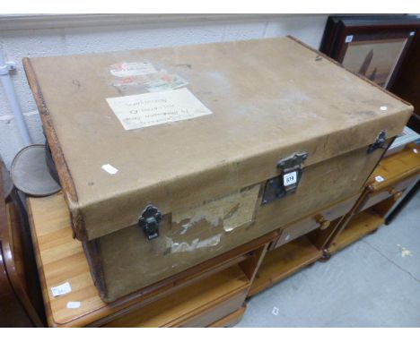 Vintage Canvas Large Suitcase / Trunk with tools and books