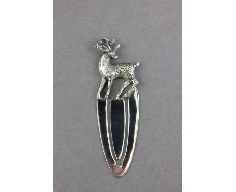 Silver book mark with a deer finial