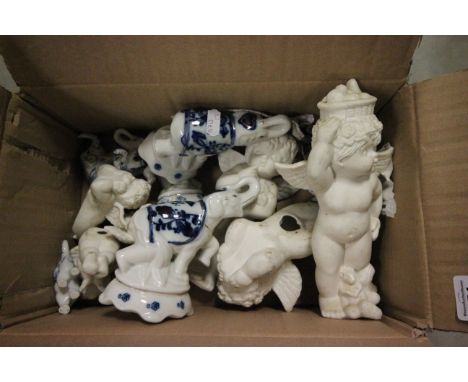 Set of eight ceramic elephants