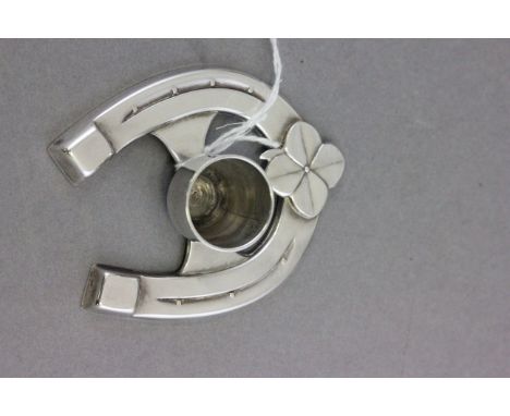 Danish Silver Plate ' Berg ' Candlestick, the base in the form of a horseshoe with flower