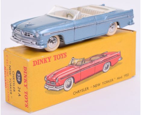 French Dinky rare light metallic blue 24A/520 Chrysler ‘New Yorker’ Mod 1955, with ivory seats, concave hubs and white tyres,