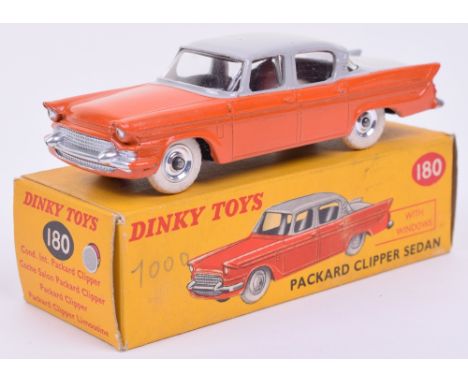 Dinky 180 Packard Clipper Sedan, light grey upper body and orange lower body, spun hubs and white treaded tyres, mint conditi