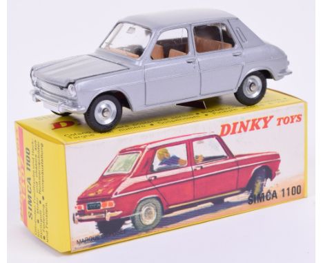 French Dinky 1407 Simca 1100, metallic grey, concave hubs, Dunlop tyres, excellent to mint condition, in yellow box with deta