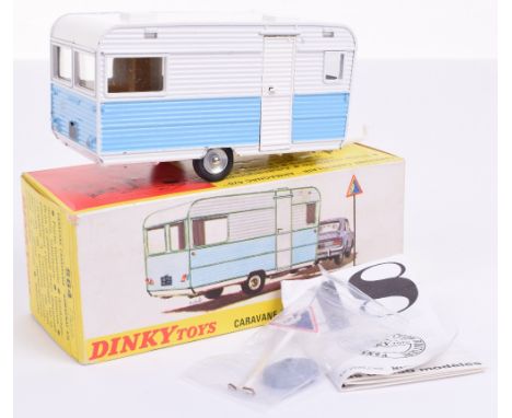 French Dinky 564 Caravan Caravelair ‘Armagnac 420’, blue/white body, concave hubs, Dunlop tyres, excellent condition, some ve
