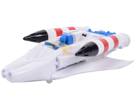 Dinky 367 Space Battle Cruiser Pre-production resin model, white painted model, white rockets with red strips and black missi