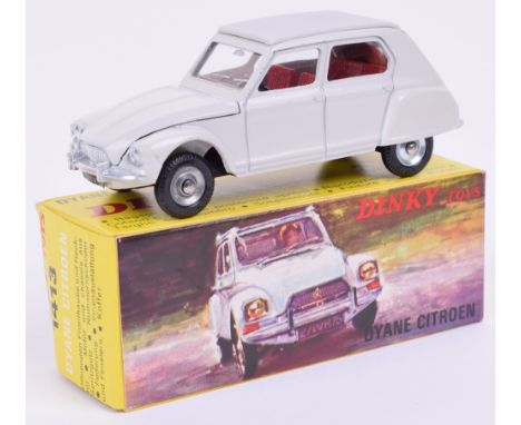 French Dinky 1413 Citroén Dyane, off-white body, concave hubs, Dunlop tyres, luggage to boot, excellent to mint condition, on