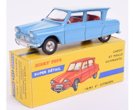 French Dinky 557 ‘Ami’ 6’ Citroén, 2nd type with blue body and white roof, engine details, excellent to mint condition, in a 