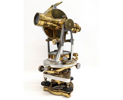 An early 20th century brass Theodolite with compass and spirit levels. 22x36.5cm 