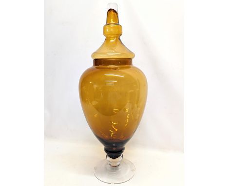 A very large Polish Art Glass jar with lid. 78.5cm 