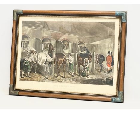 A large 19th century print. The Hunting Stud. Reframed. 82x63cm 