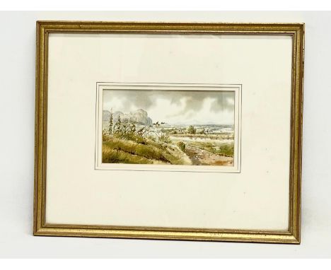 A watercolour painting by R. B. Higgins. Painting measures 23x13cm. Frame 46x37cm. 