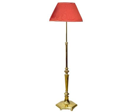 A large early 20th century brass standard lamp. 170cm 