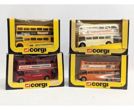 4 1980s model buses by Corgi in boxes 
