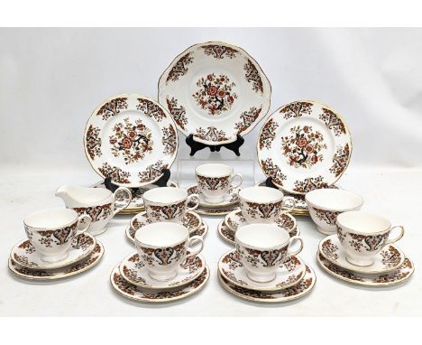 32 pieces of Colclough "Royale." Including cake plate, salad plates, teacups and saucers. 