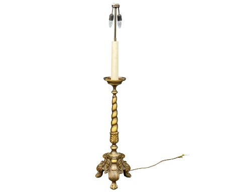 A vintage ornate brass standard lamp. 166cm 