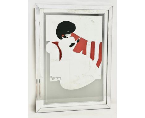 A vintage J&amp;W Beggarstaffs mirror. Girl on the Couch. 62x84cm. 