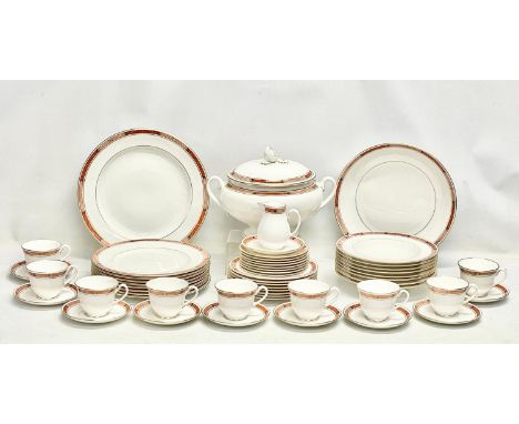 A 55 piece Royal Worcester ‘Beaufort’ pattern dinner set. A large tureen 31x22cm. A large dinner plate 32cm. 8 dinner plates 