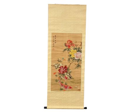 A vintage Chinese wall hanging scroll.  155cm 