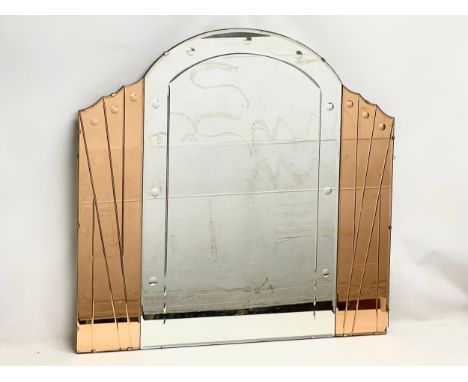 A large 1930’s Art Deco stained glass mirror. 89x84cm 