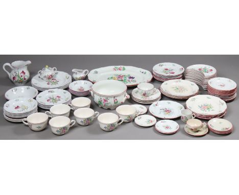 A Spode “Marlborough Sprays” 28-piece part dinner & tea service; & a Luneville 61-piece floral-decorated part dinner & tea se