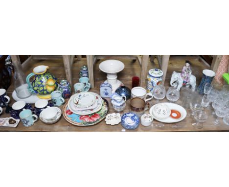 A Late Mayer’s floral decorated toilet jug &amp; basin; &amp; various other items of decorative china &amp; glassware, part (