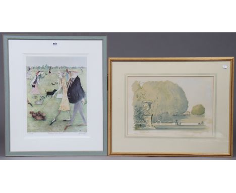 A signed Limited-Edition coloured print after Sue Macartney-Snape titled “Trending in the divots” (Ltd. ed. no. 225/600), 47c