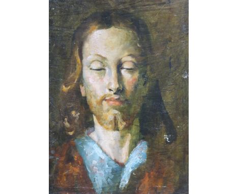 SCOTTISH SCHOOL&nbsp;Portrait head and shoulders, oil on board, 40 x 29cm and HENRY HOLIDAY Egyptian scene, watercolour, date