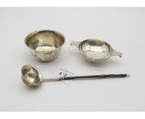 A silver bowl by Roberts &amp; Belk, Sheffield 1930, a silver quaich, by George &amp; John Morgan, Glasgow 1935, and a Victor