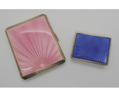 A silver and pink guilloche enamel cigarette case, made by Deakin &amp; Francis Ltd, hallmarked 1951, together with a silver 