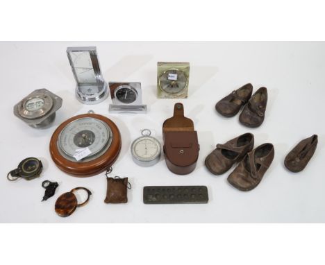 ZEISS IKON TABLE THERMOMETER other thermometers, compasses, child's leather shoes, brass candlesticks etc Condition Report:Av