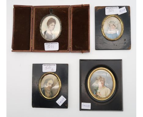 FOUR PORTRAIT MINIATURES 19th/20th century, 7 to 8cm (2) Condition Report:Available upon request