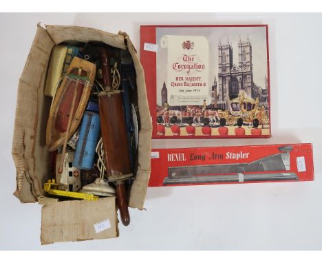 WOODEN BASE/LIGHT WITHDRAWN FROM LOT QUANTITY OF COLLECTABLES&nbsp; comprising; Coronation record, 1953, etcCondition Report: