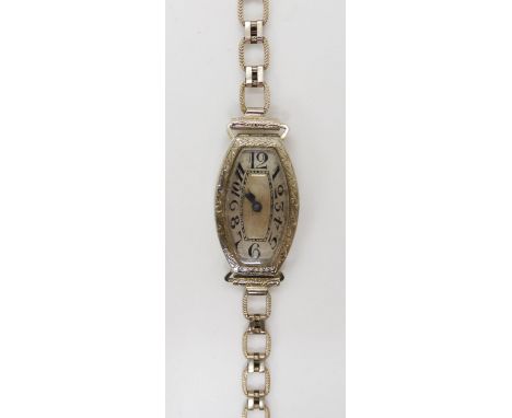 A Rose Watch Co ladies cocktail watch with an 18ct white gold Star watch case and a 14k gold Simmons decorative white gold st