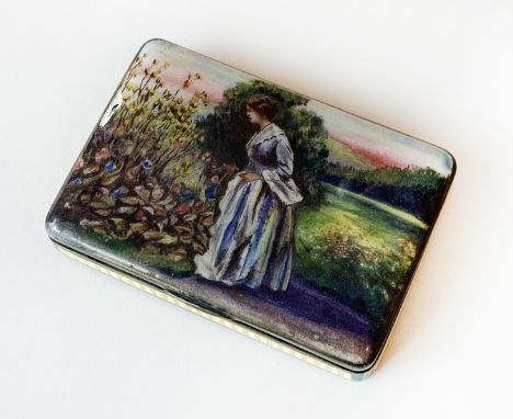 SILVER ENAMELLED CASE - SOME DAMAGE TO ENAMEL FRONT &amp; REVERSE