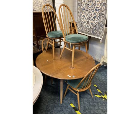 ERCOL WINDSOR DROPLEAF TABLE &amp; FOUR CHAIRS