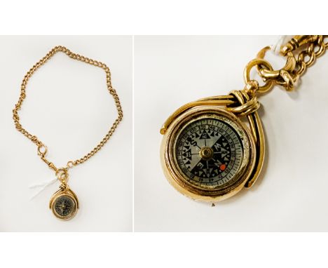 18CT GOLD NECKLACE WITH COMPASS PENDANT 33.6 GRAMS TOTAL WEIGHT APPROX