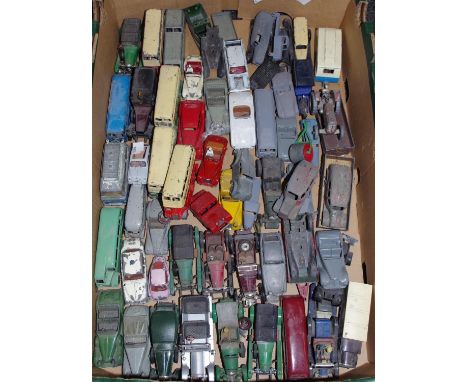 Three Dinky 290 Double Decker Bus 'Dunlop'; another 291 'Exide Batteries'; Dinky 280 Observation Coach; Dinky 29b Streamline 