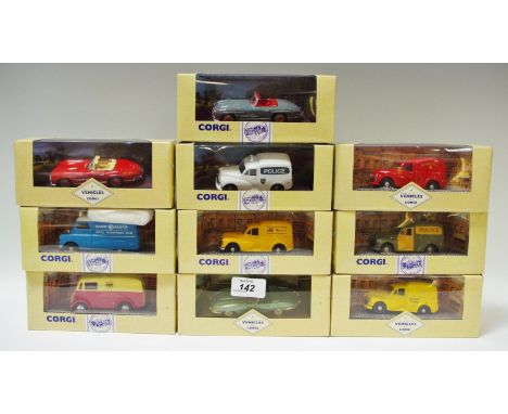 Corgi Classic Vehicles including 96411 Mercedes 300 Open Top, grey red interior; 98121 Jaguar E Type Open Top, blue , blue in