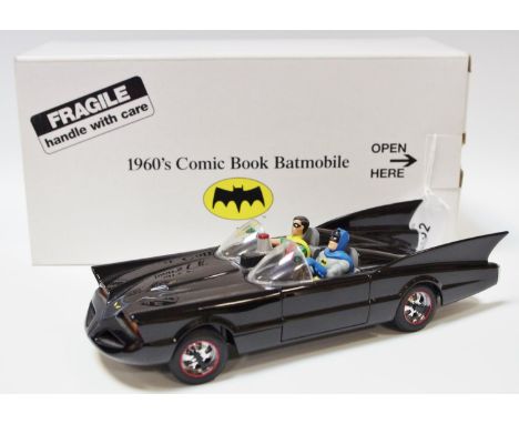 Danbury Mint 1960's Comic Book Batmobile - finished in black with chrome trim, complete with "Batman &amp; Robin" figures, an