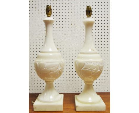 A pair of Carrera marble lamp bases