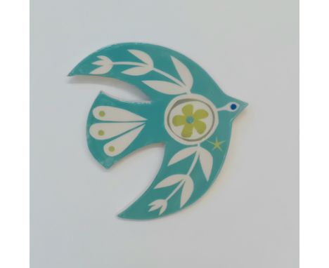 Alice Gare (Ceramic Artist at Welcombe Pottery) - Ceramic dove wall plaque (blue/green).
