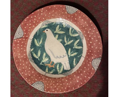 Robina Jack (British ceramicist) - Ceramic decorated plate, diameter 29cm.
