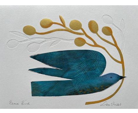 Lisa Stubbs (Printmaker and illustrator based in Yorkshire) - 'Peace Bird', dry point etching using Tetra Pak, 20cm x 29cm, c