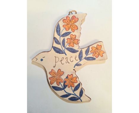 Louise Hick (Artist and Ceramicist based in Northumberland) - 2D ceramic dove mobile, unframed 19.5cm x 16cm.