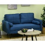2 Seater Sofa 143cm Modern Fabric Couch Back Cushions and Pillows, Blue-ER47-Upgrade your living