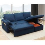 Sofa Bed Sleeper Pull Out 2 In 1 Sectional Sleeper Sofa Couches With Storage,USB, Cup Holder,Pullout