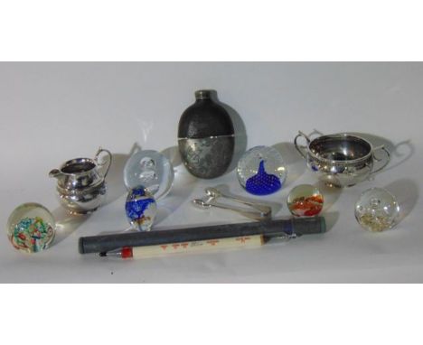 A small miscellaneous collection to include a vintage boxed glass floating dairy thermometer, a selection of paperweights to 